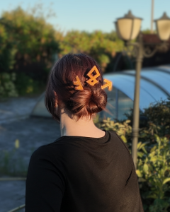Wooden rune hairpins